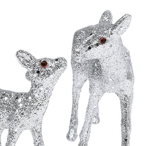 Floristik24 Cerbiatto con fulvo argento 10 cm con mica