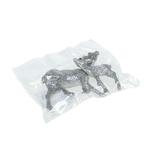 Floristik24 Cerbiatto con fulvo argento 10 cm con mica