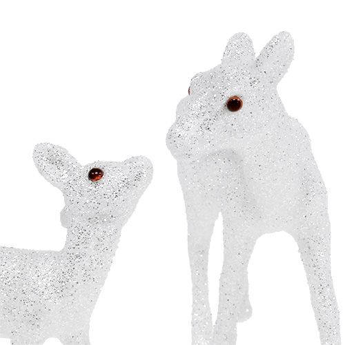 Floristik24 Cervo con fulvo 10cm bianco con mica