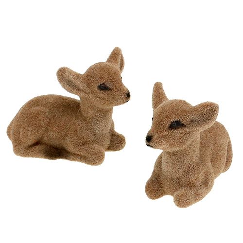Prodotto Cervo seduto floccato 8 cm 6 pz