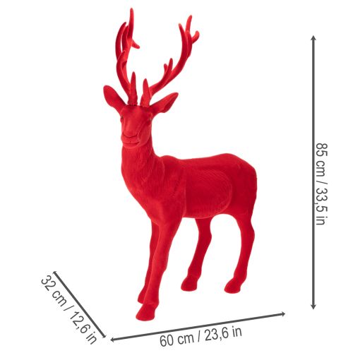 Statuetta decorativa di cervo in piedi, grande, decorazione natalizia floccata, 85 cm | Floristik24.it