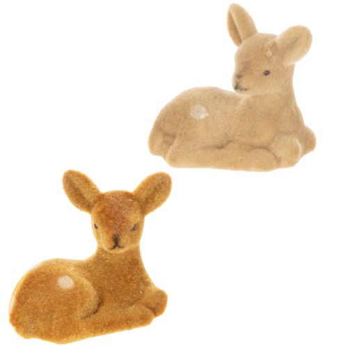 Statuetta decorativa di cerbiatto sdraiato per decorazione da tavolo, 8 cm, 6 pezzi
