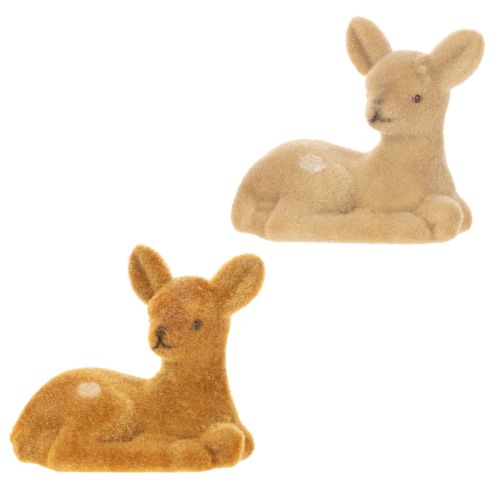 Statuetta decorativa di cerbiatto sdraiato per decorazione da tavolo, 8 cm, 6 pezzi | Floristik24.it