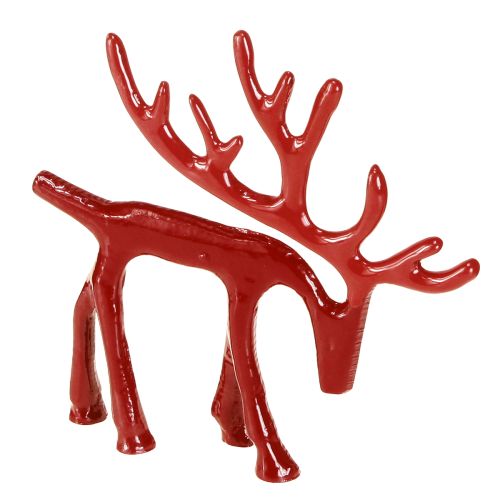 Decorazione a forma di renna, decorazione da tavolo in metallo, Natale, rosso, 15 cm