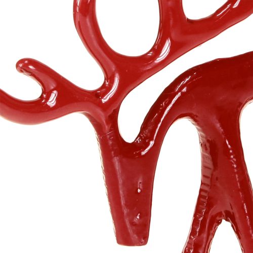 Prodotto Decorazione a forma di renna, decorazione da tavolo in metallo, Natale, rosso, 15 cm