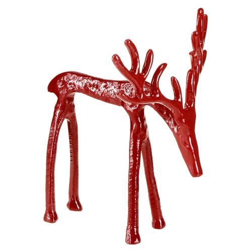 Decorazione natalizia a forma di renna in metallo, rossa, 16×13×19cm