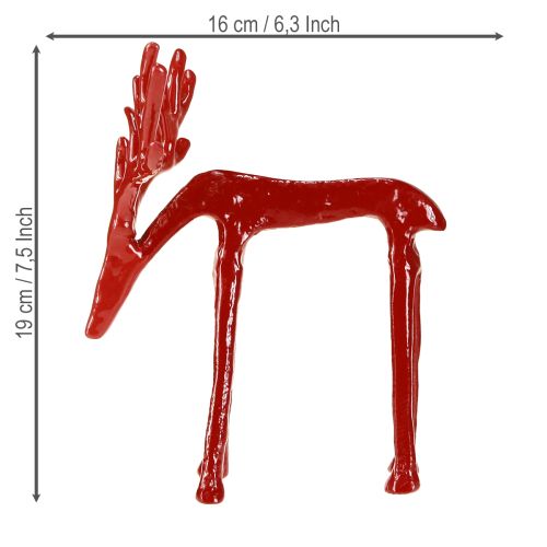 Prodotto Decorazione natalizia a forma di renna in metallo, rossa, 16×13×19cm