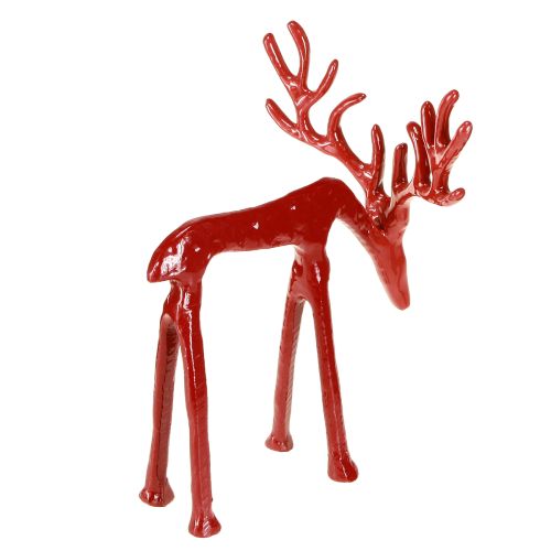 Prodotto Decorazione natalizia a forma di renna in metallo, rossa, 16×13×19cm