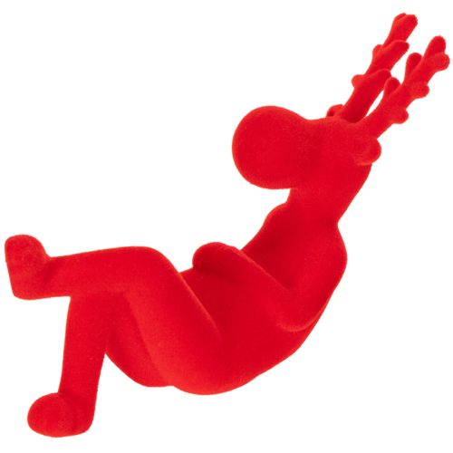 Statuetta decorativa di renna rossa, sdraiata, design moderno, 24 cm, 2 pezzi | Floristik24.it