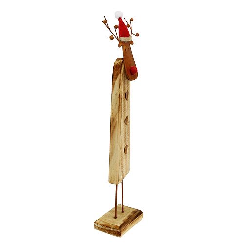 Floristik24 Renna con cappello legno natura 32cm