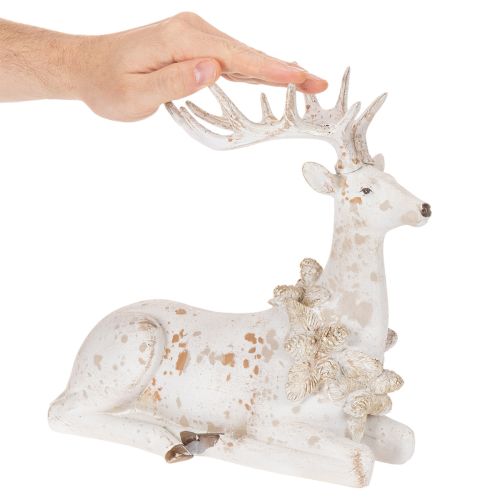 Statuetta decorativa di un cervo seduto con le corna, 30 cm | Floristik24.it