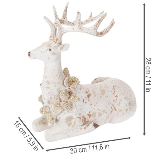 Statuetta decorativa di un cervo seduto con le corna, 30 cm | Floristik24.it
