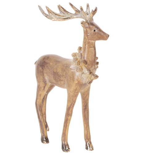 Statuetta decorativa di cervo con corna, da appoggio, decorazione natalizia, 28 cm