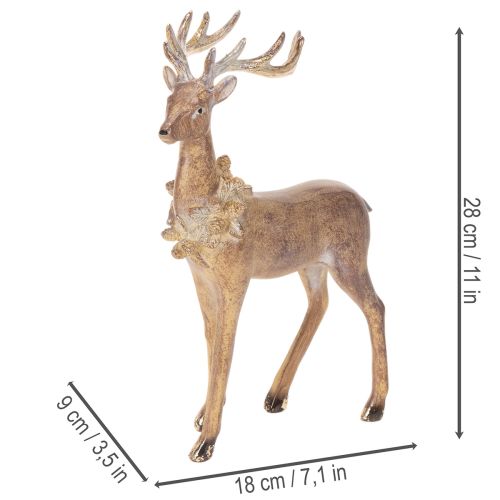 Statuetta decorativa di cervo con corna, da appoggio, decorazione natalizia, 28 cm | Floristik24.it