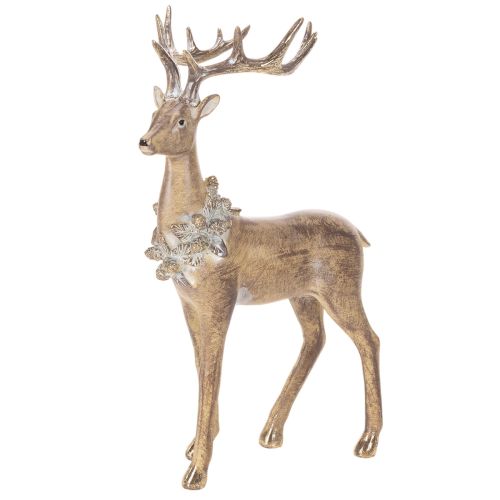 Statuetta decorativa di un cervo in piedi con corna e pigne, 41 cm acquistare | Floristik24.it