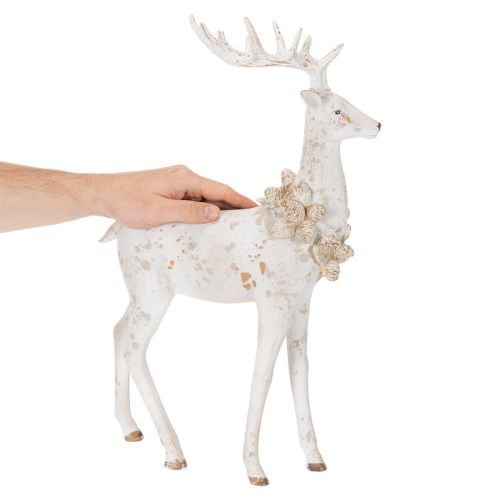 Statuetta decorativa di cervo con decorazione a pigna per decorazioni invernali, 49 cm | Floristik24.it