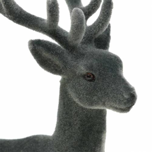 Prodotto Cervo decorativo floccato grigio 20 cm 2 pz