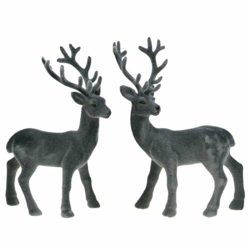 Prodotto Cervo decorativo floccato grigio 20 cm 2 pz