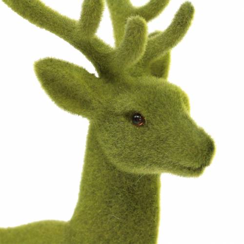 Prodotto Renna decorativa floccata verde muschio 20 cm 2 pezzi