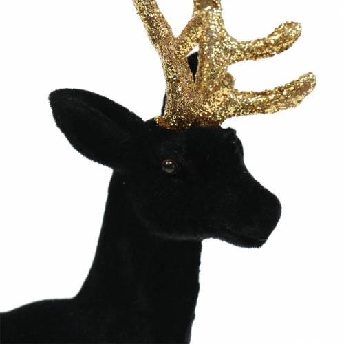Prodotto Cervo decorativo floccato nero, oro 20 cm 2 pezzi