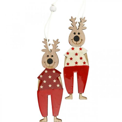 Floristik24 Renna da appendere, decorazioni natalizie, decorazioni per albero di Natale, decorazioni in legno per l&#39;Avvento H13cm 8 pz