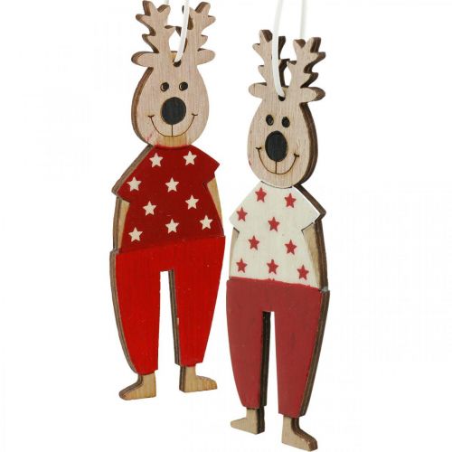 Prodotto Renna da appendere, decorazioni natalizie, decorazioni per albero di Natale, decorazioni in legno per l'Avvento H13cm 8 pz