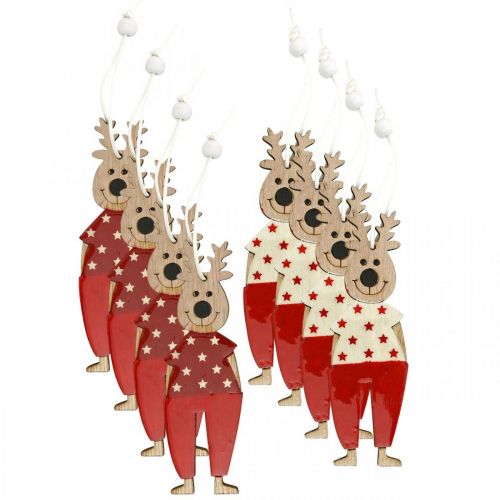 Prodotto Renna da appendere, decorazioni natalizie, decorazioni per albero di Natale, decorazioni in legno per l'Avvento H13cm 8 pz