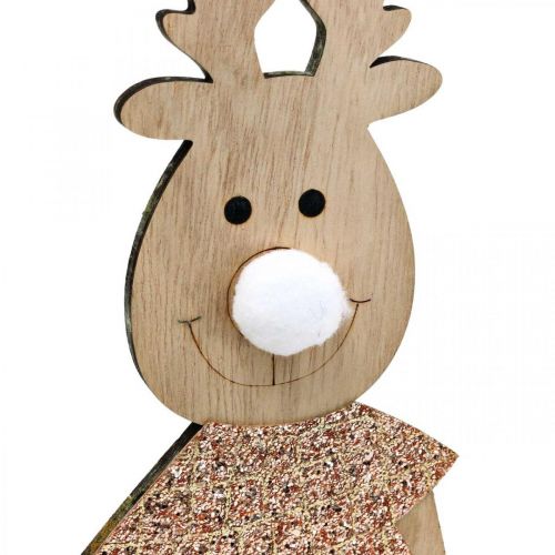 Prodotto Figura decorativa in legno di renna standee Natale 12 × 6,5 cm H45 cm 2 pezzi