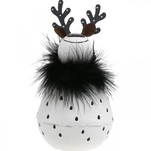Prodotto Renna decorativa, decorazione natalizia, figura decorativa in metallo, Avvento bianco, nero H15.5cm Ø8cm