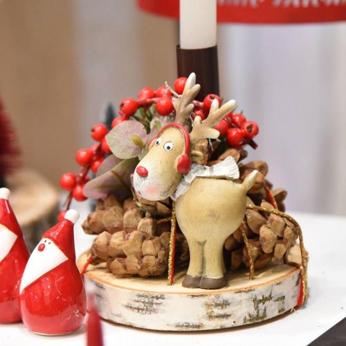 Floristik24 Figura decorativa renne natalizie con sciarpa 7×4,5×12 cm 4 pezzi
