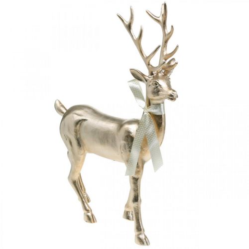 Figura decorativa cervo cervo decorativo champagne grande Natale 47 cm
