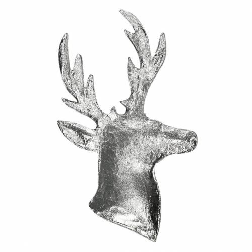 Floristik24 Busto decorativo di renna in metallo argentato 8 cm × 4,8 cm 8 pz