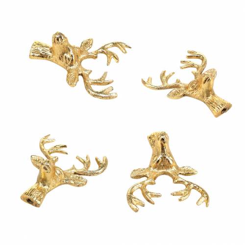 Floristik24 Decorazione natalizia testa di cervo in metallo dorato 6,8 cm 6 pezzi