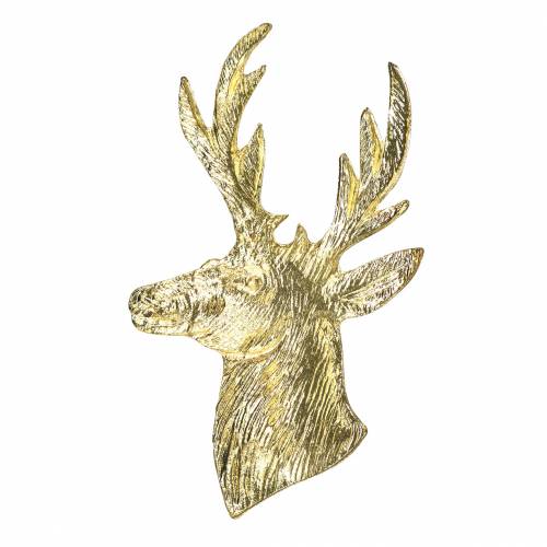 Floristik24 Busto decorativo di renna in metallo dorato 8 cm × 4,8 cm 8 pz