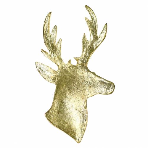 Floristik24 Busto di renna decorativo in metallo dorato 8 cm × 4,8 cm 8 pezzi