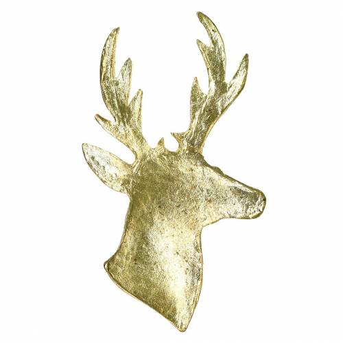 Floristik24 Busto decorativo di renna in metallo dorato 8 cm × 4,8 cm 8 pz
