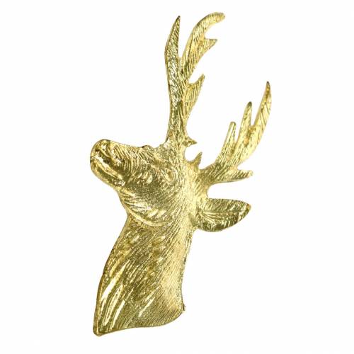 Floristik24 Busto decorativo di renna in metallo dorato 8 cm × 4,8 cm 8 pz