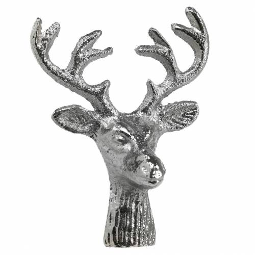 Floristik24 Testa di cervo per artigianato metallo argento 6,8 cm 6 pezzi decoro dell'Avvento
