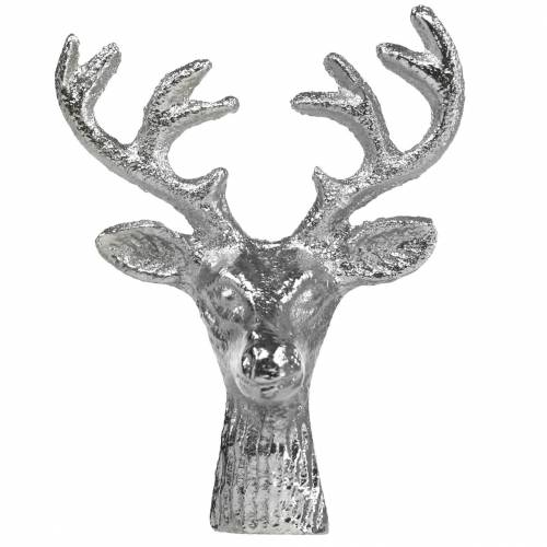 Floristik24 Testa di cervo per artigianato metallo argento 6,8 cm 6 pezzi decoro dell'Avvento