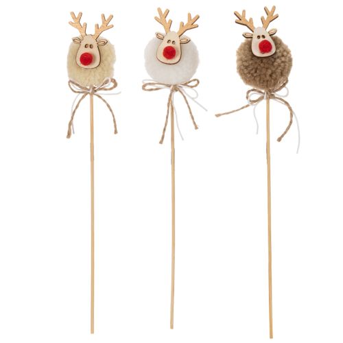 Statuetta decorativa di renna con pompon, mollette natalizie da 24 cm, 12 pezzi | Floristik24.it