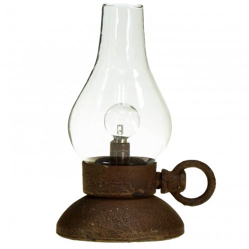 Floristik24 Lampada retrò Lampada da tavolo vintage a LED ruggine Ø10cm H18,5cm