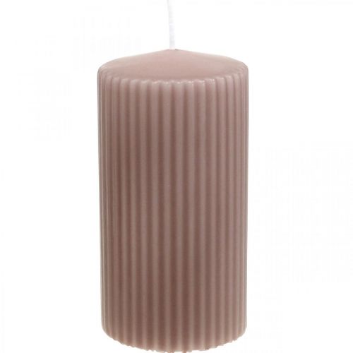 Floristik24 Candele a colonna candela scanalata rosa antico 70/130 mm 4 pz