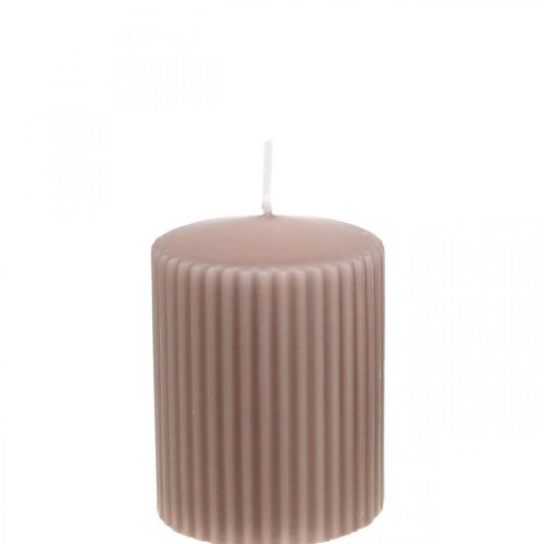 Floristik24 Candele a colonna Candela scanalata rosa antico 70/90mm 4pz