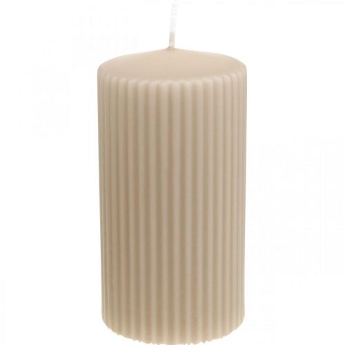 Candele a colonna candela scanalata beige 70/130 mm 4 pz