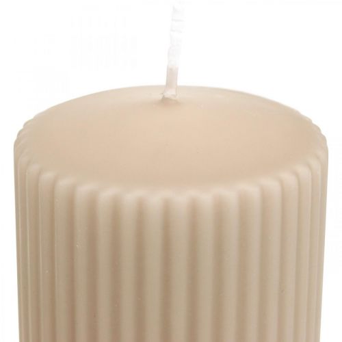 Prodotto Candele a colonna candela scanalata beige 70/130mm 4pz