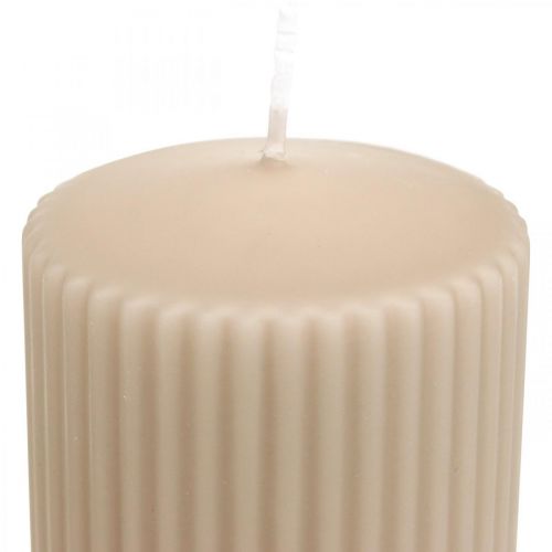 Prodotto Candele a colonna candela scanalata beige 70/90 mm 4 pz