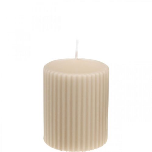 Prodotto Candele a colonna candela scanalata beige 70/90 mm 4 pz