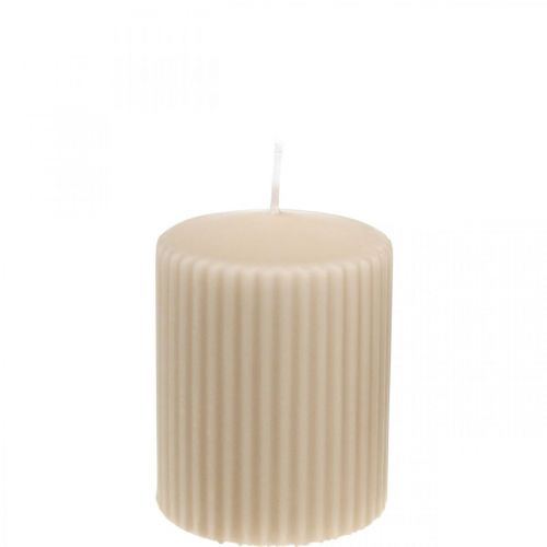 Floristik24 Candele a colonna candela scanalata beige 70/90mm 4pz