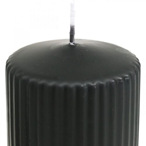 Prodotto Candele a colonna candela scanalata nera 70/130 mm 4 pz