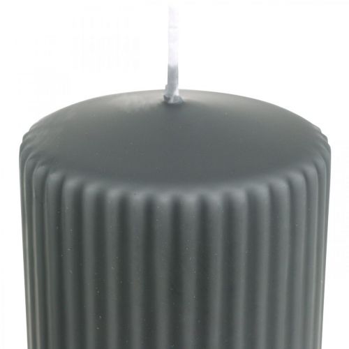 Prodotto Candele a colonna Candela scanalata antracite 70/90 mm 4 pz